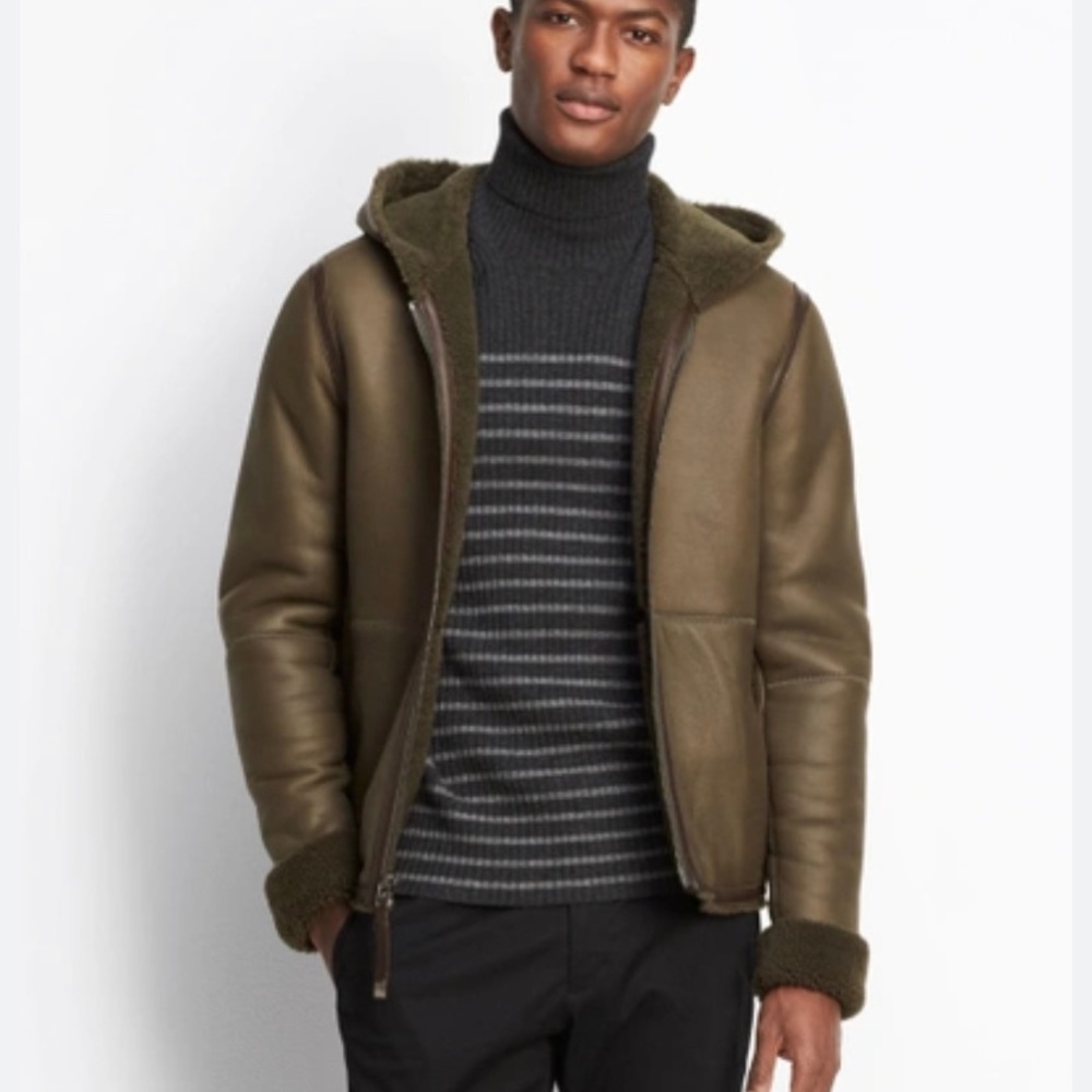 Vince Men’s Hooded Shearling Jacket